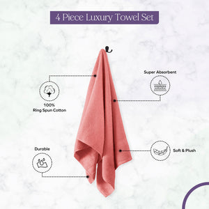 Falari 4-Pack Bath Towel 27x54 - Peach