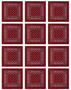 12-Pack Bandana Headband - Wine