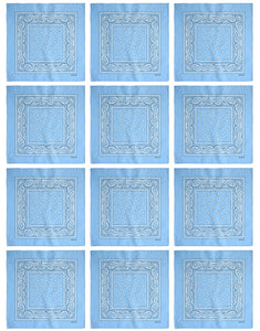 12-Pack Bandana Headband - Sky Blue