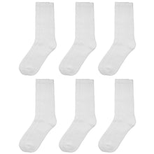 Load image into Gallery viewer, Falari Women Diabetic Socks Diabetes Edema and Circulatory Loose Fitting Cotton Crew Socks - 6 Pairs White